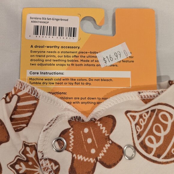 NWT Copper Pearl Bandana Drool Bibs SET of 4 ("Gingerbread" Christmas Patterns) - Picture 7 of 8